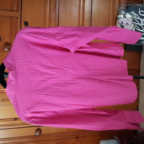 Worthington Stretch Easy Care Hot Pink/Silver Blouse - Picture 4 of 5